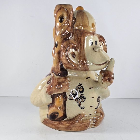 Monkey Chimpanzee Statue Shushing Holding Stick Branch Club - Picture 2 of 8